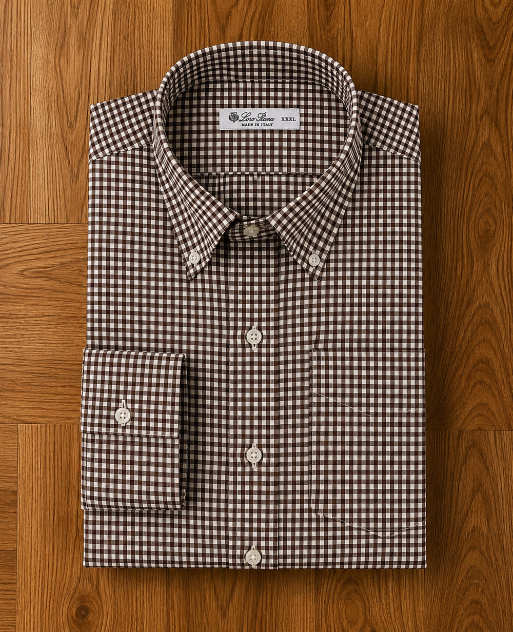 Loro Piana Italy Cotton Flannel Gingham Button Down Shirt Men's 3XL MAB1852